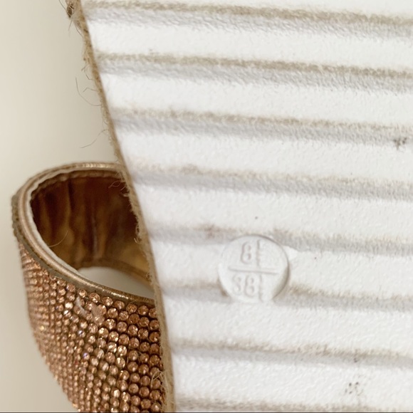 Bamboo Rose Gold Rhinestone Espadrille Slide, Double Strap, Size 8 1/2 - Picture 5 of 6